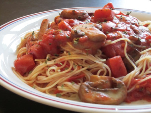 Hearty Mushroom Tomato Sauce with Capellini